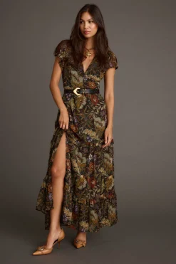 Fashion Sundance Floral Paisley Maxi Dress Day Dresses|Wedding Guest Dresses