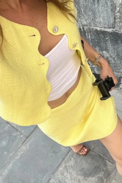 Online Sunday Yellow Cropped Jacket Tees + Tanks|Vacation Sets