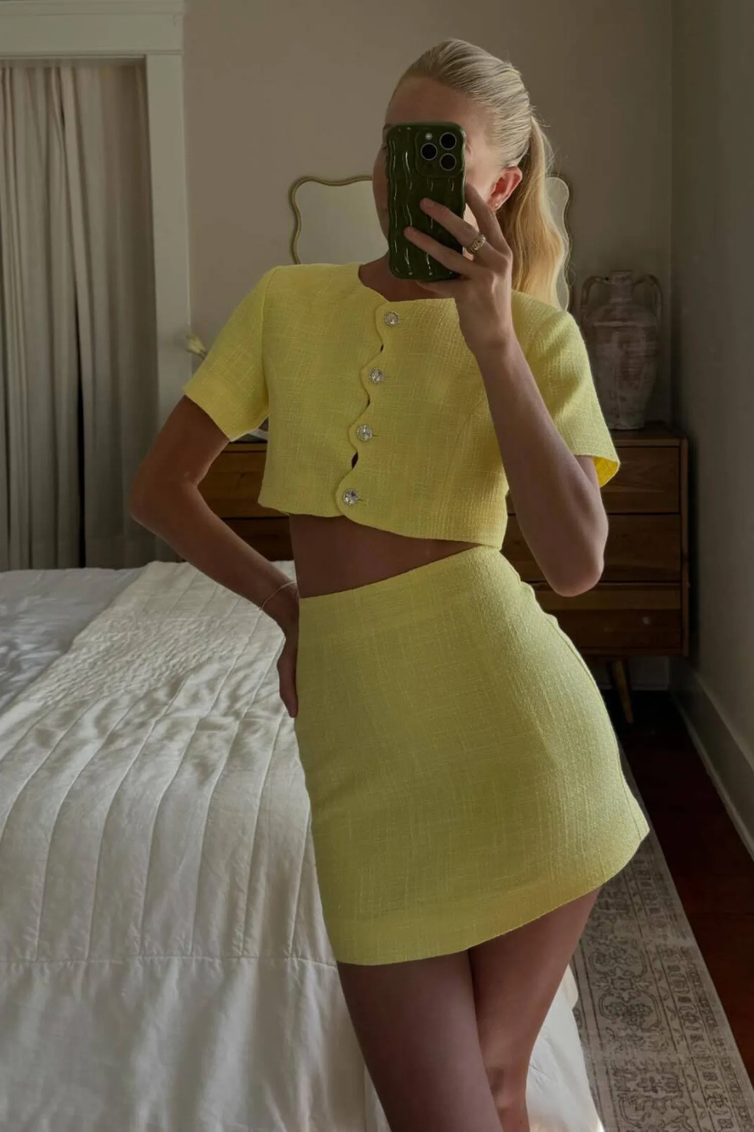 Online Sunday Yellow Cropped Jacket Tees + Tanks|Vacation Sets