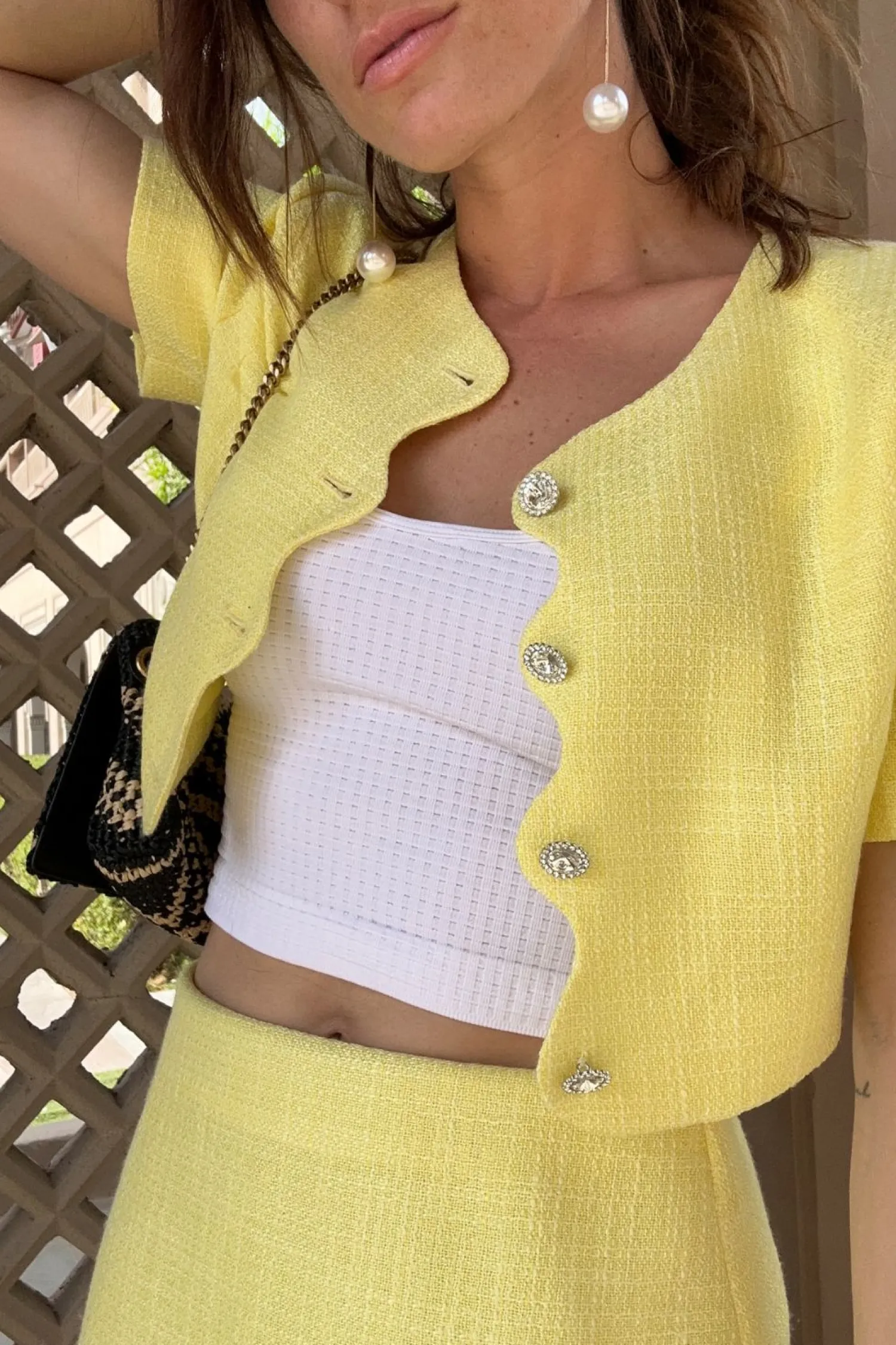 Online Sunday Yellow Cropped Jacket Tees + Tanks|Vacation Sets