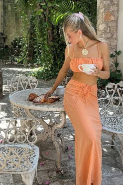 Hot Sunset Beach Orange Bandeau Top Tees + Tanks|Seashells + Wedding Bells