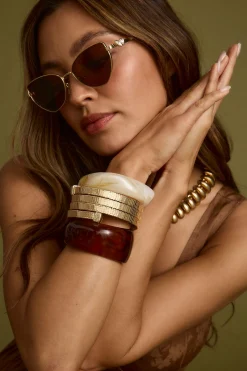 Best Tabby Set of 2 Chunky Bangles Jewelry|Seashells + Wedding Bells