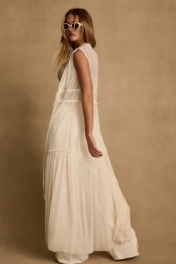 Sale Tahliya Chiffon Cream Longline Top The White Edit|Seashells + Wedding Bells