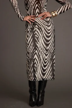 Fashion Taryn Zebra Mesh Midi Skirt Skirts
