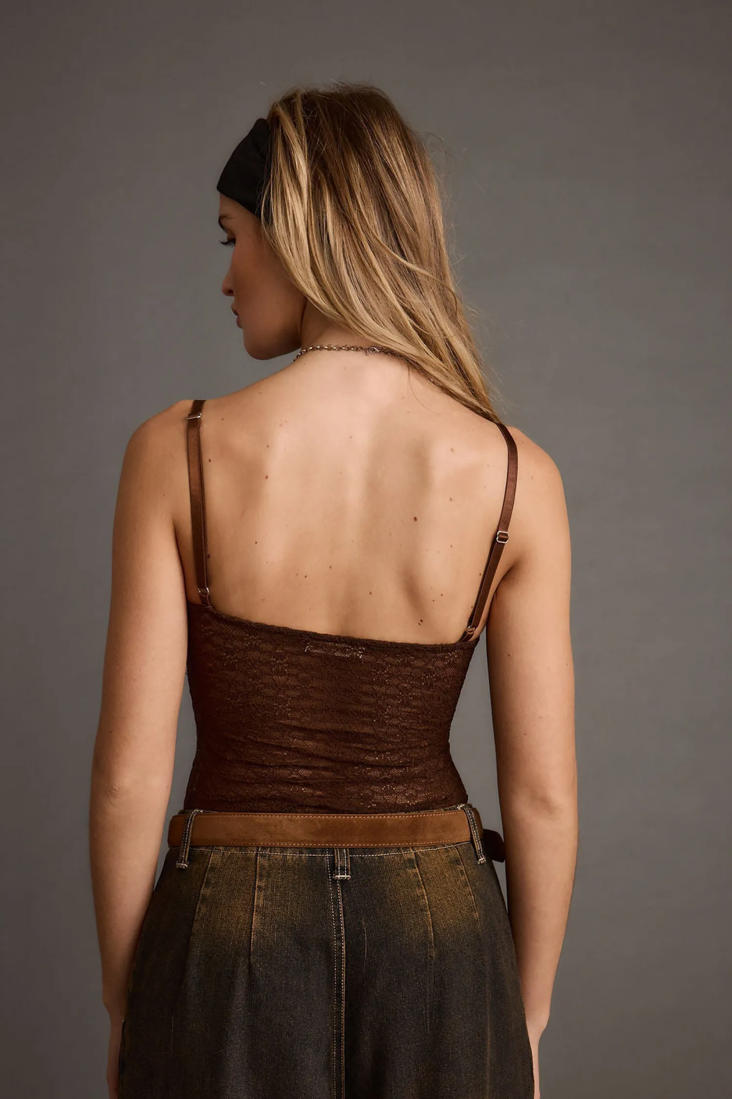 Sale Tia Brown Lace Bodysuit Date Night Tops|Going Out Tops