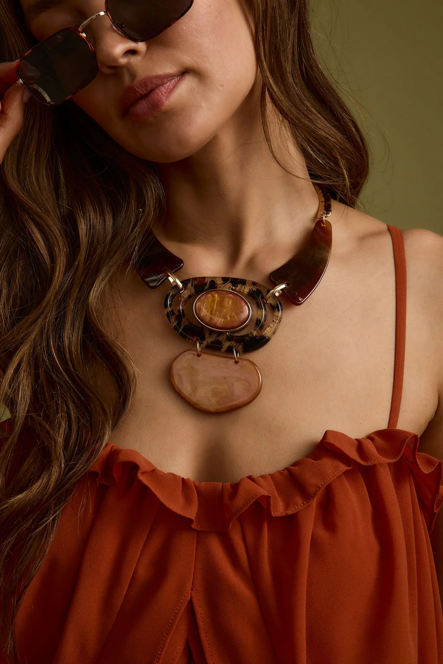 Clearance Tiger Eye Statement Necklace Jewelry