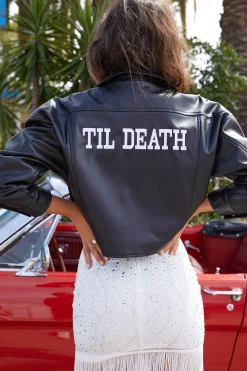Outlet 'Til Death Black Vegan Leather Jacket Outerwear|Jackets