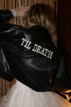 Outlet 'Til Death Black Vegan Leather Jacket Outerwear|Jackets