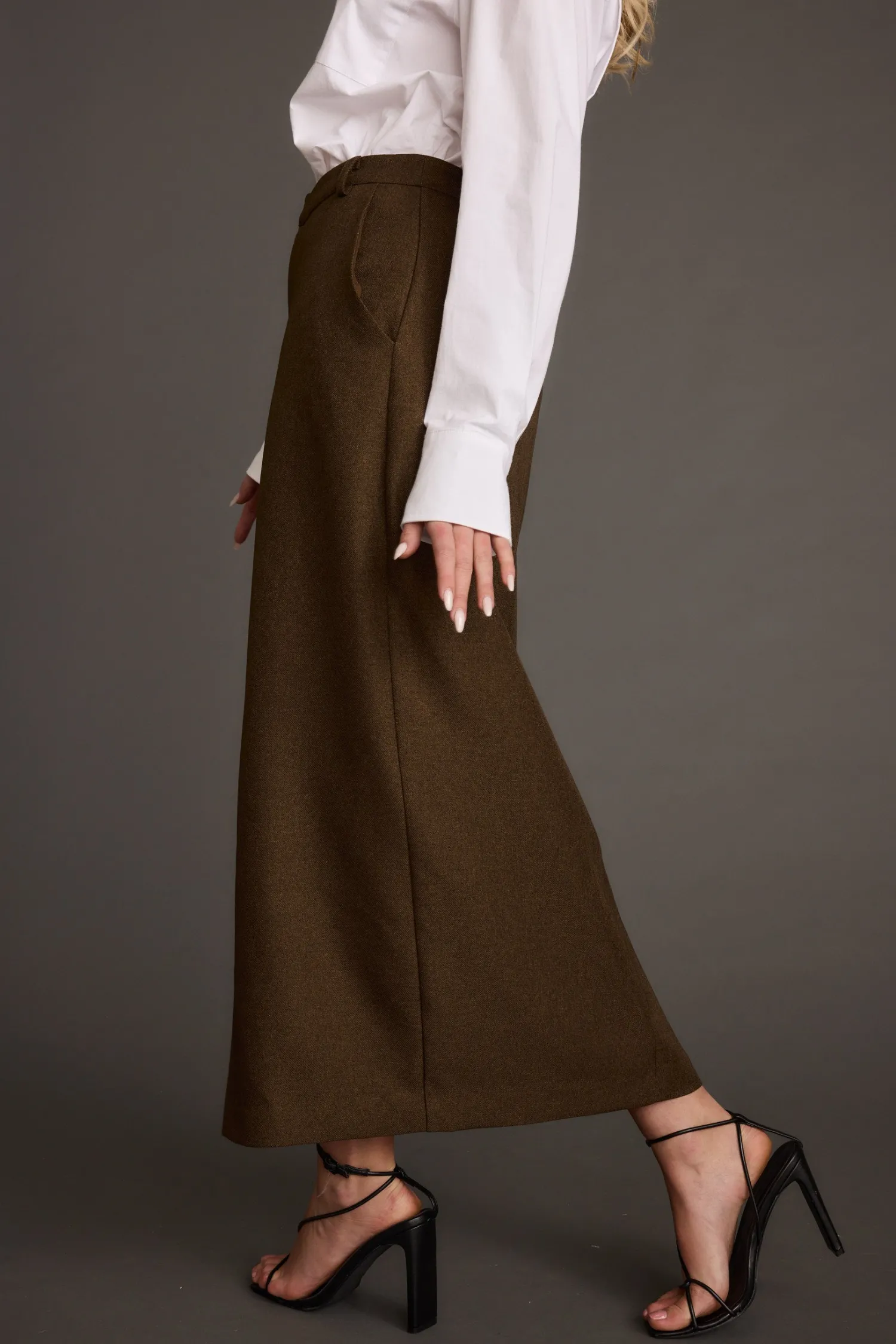 Best Tory Mocha Twill Midi Skirt Skirts|Sets