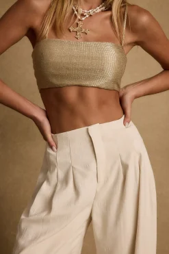 Outlet Toulouse Metallic Gold Crop Top Going Out Tops|Tees + Tanks