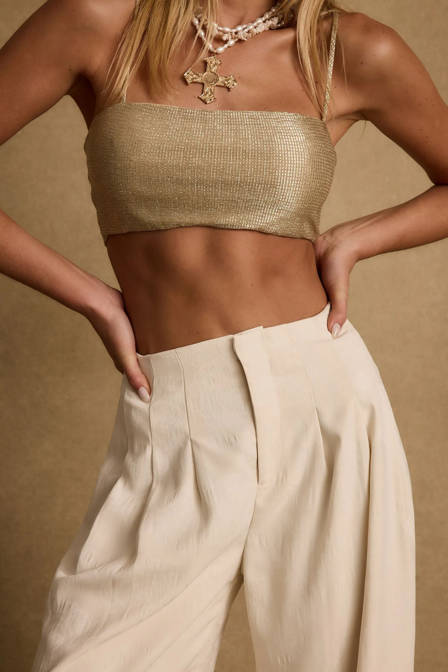 Outlet Toulouse Metallic Gold Crop Top Going Out Tops|Tees + Tanks