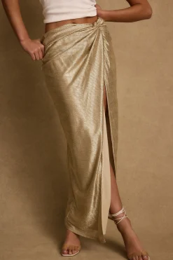 Discount Toulouse Metallic Gold Maxi Skirt Skirts|Honeymoon
