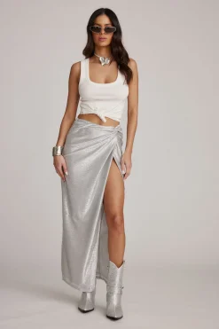Sale Toulouse Silver Maxi Skirt Going Out Bottoms|Skirts