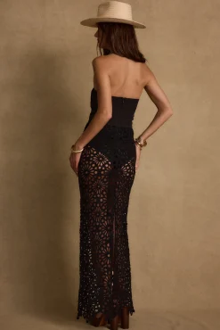 Clearance Tropez Black Crochet Strapless Dress Seashells + Wedding Bells|Vacation Dresses