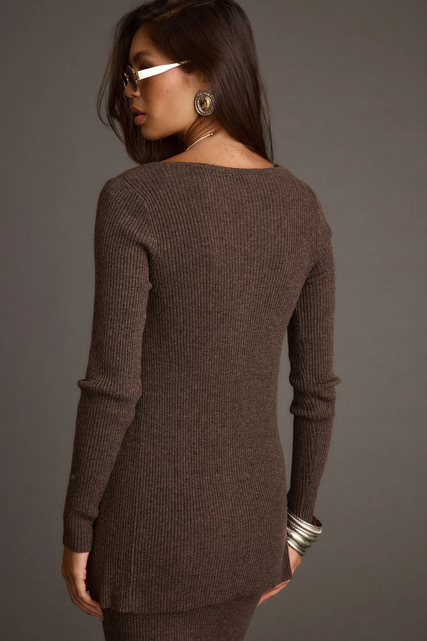 Clearance Tusk Mocha Open Front Longline Knit Sweater Sweaters + Cardis|Sets