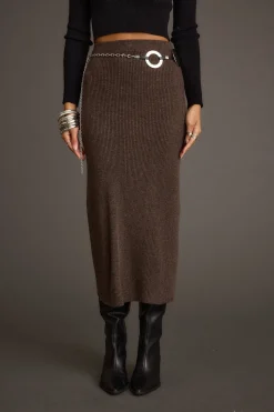 Hot Tusk Mocha Sweater Midi Skirt Work Wear Bottoms|Skirts