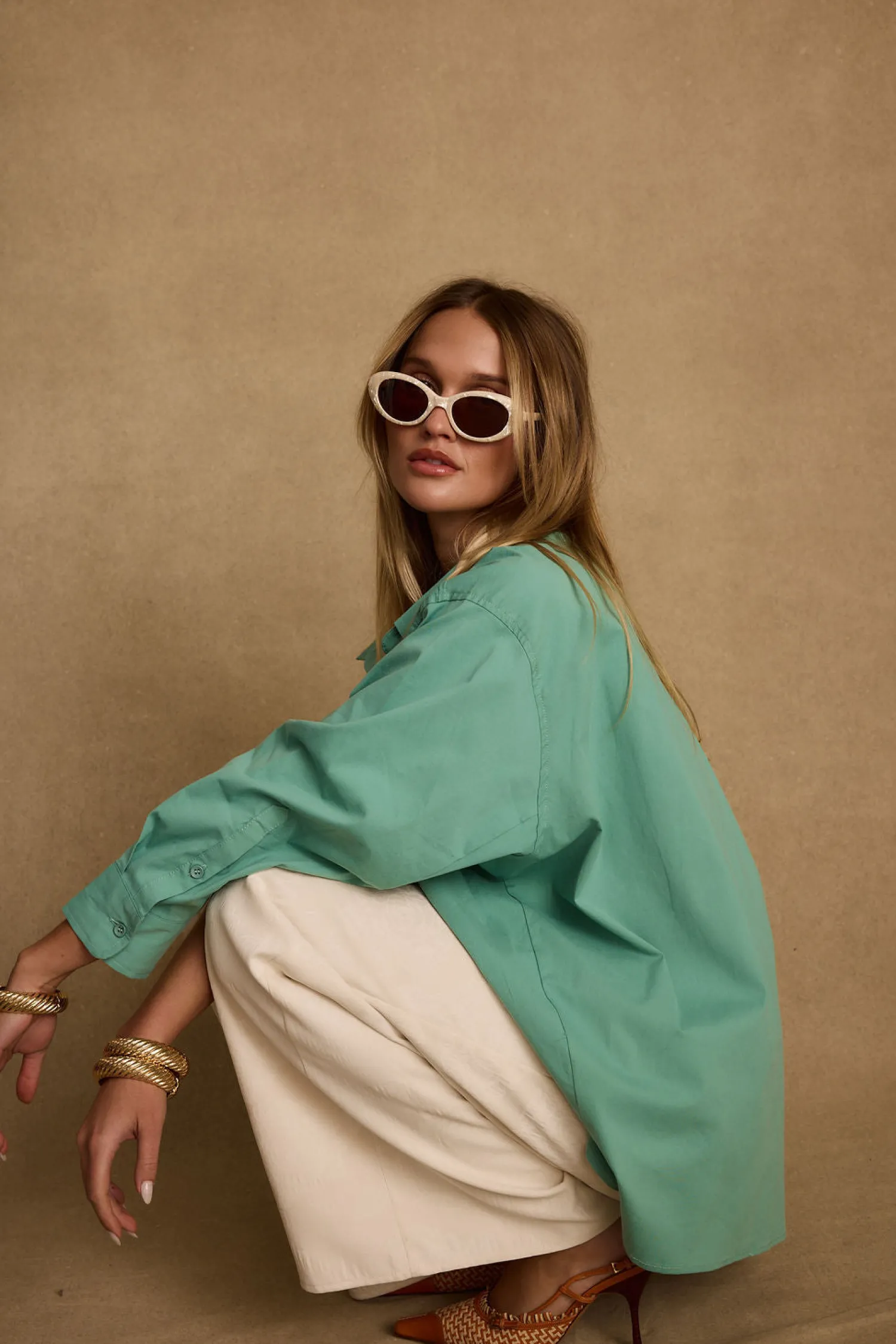 Best Vacanza Mint Button Up Top Long Sleeves|Vacation Tops