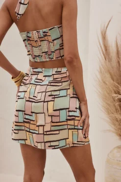 Hot Valentyna Pastel Printed Mini Skirt Skirts|Vacation Bottoms