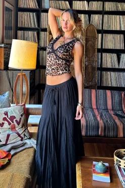 Best Violetta Black Gauze Maxi Skirt Skirts|Festival Bottoms