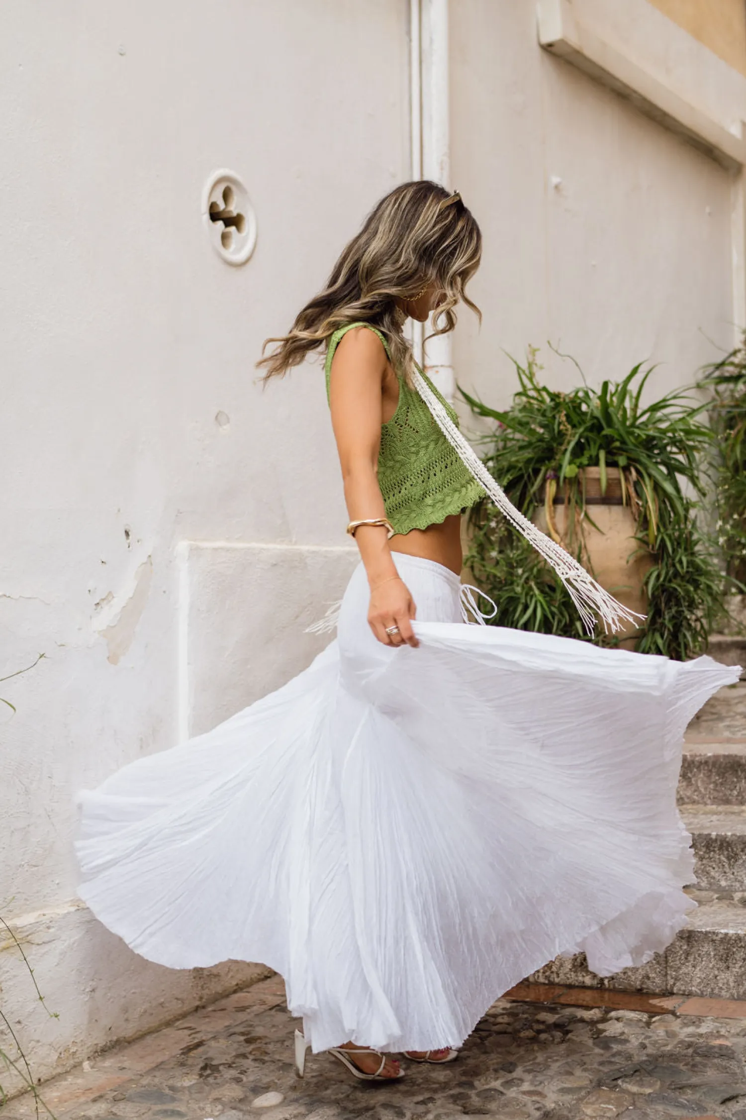 Hot Violetta White Gauze Maxi Skirt Skirts|The White Edit