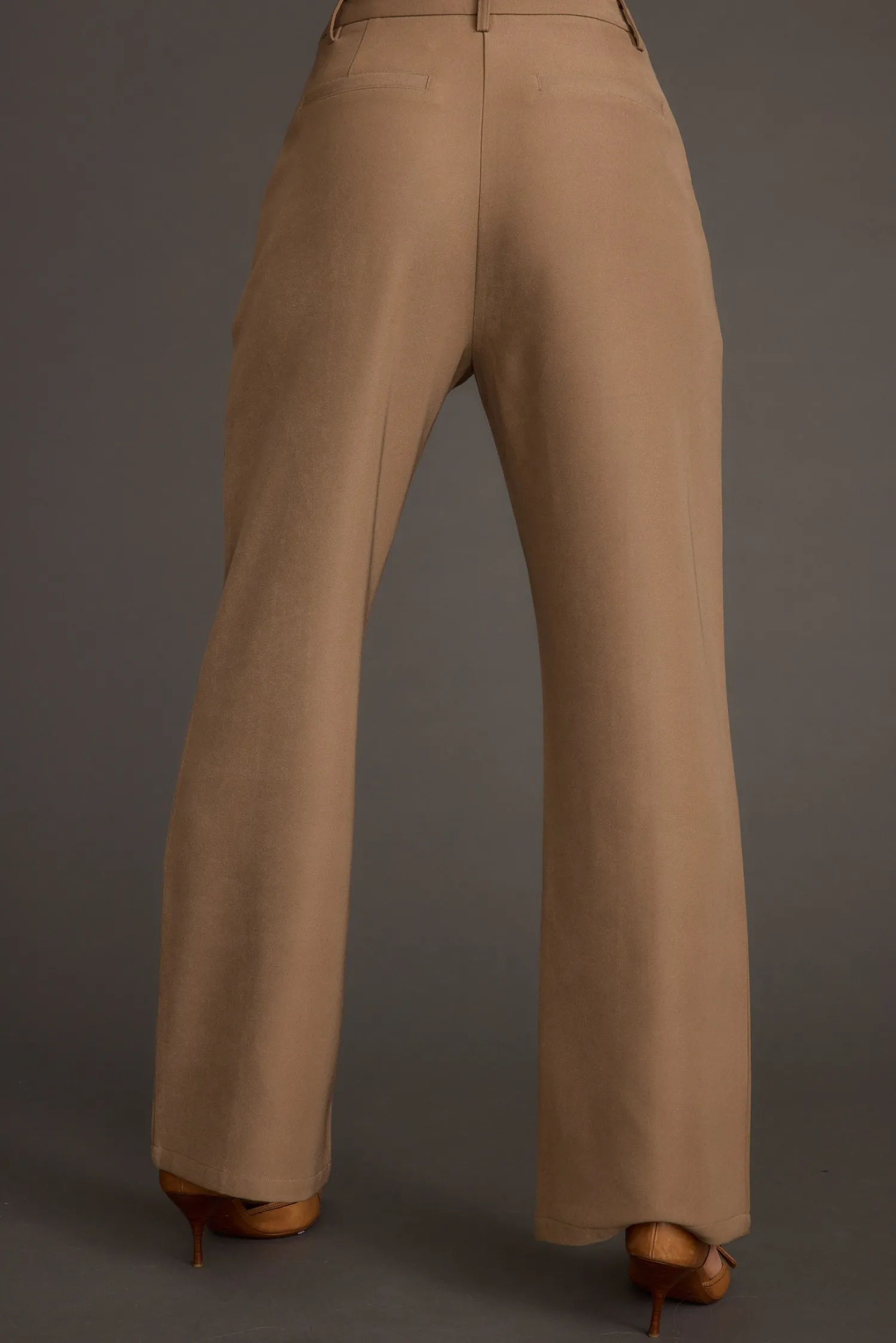 Best Virginia Taupe Seamed Slim Leg Trousers Work Wear Bottoms|Pants