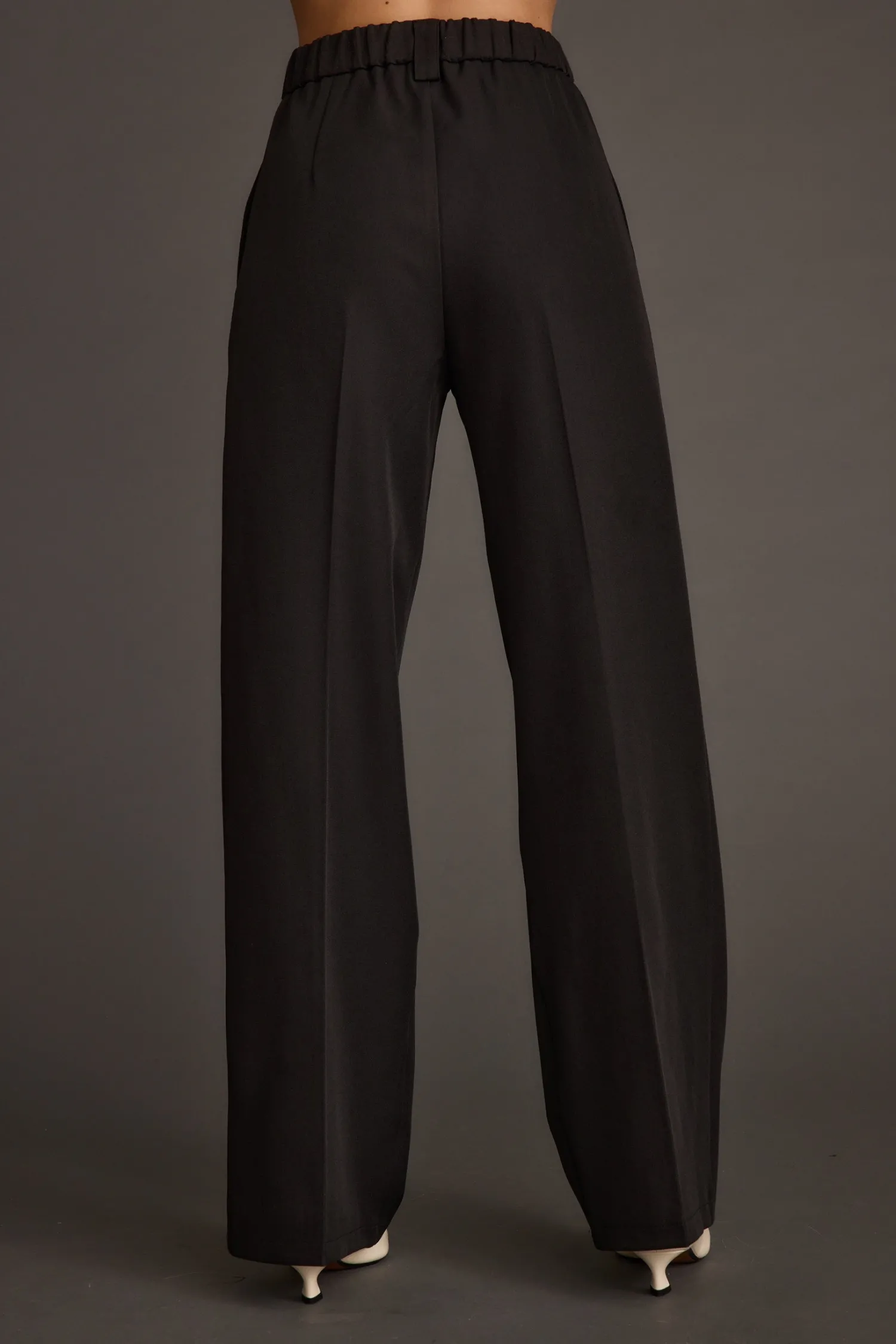 Sale Weiss Black Wide Leg Trousers Pants|Work Wear Bottoms