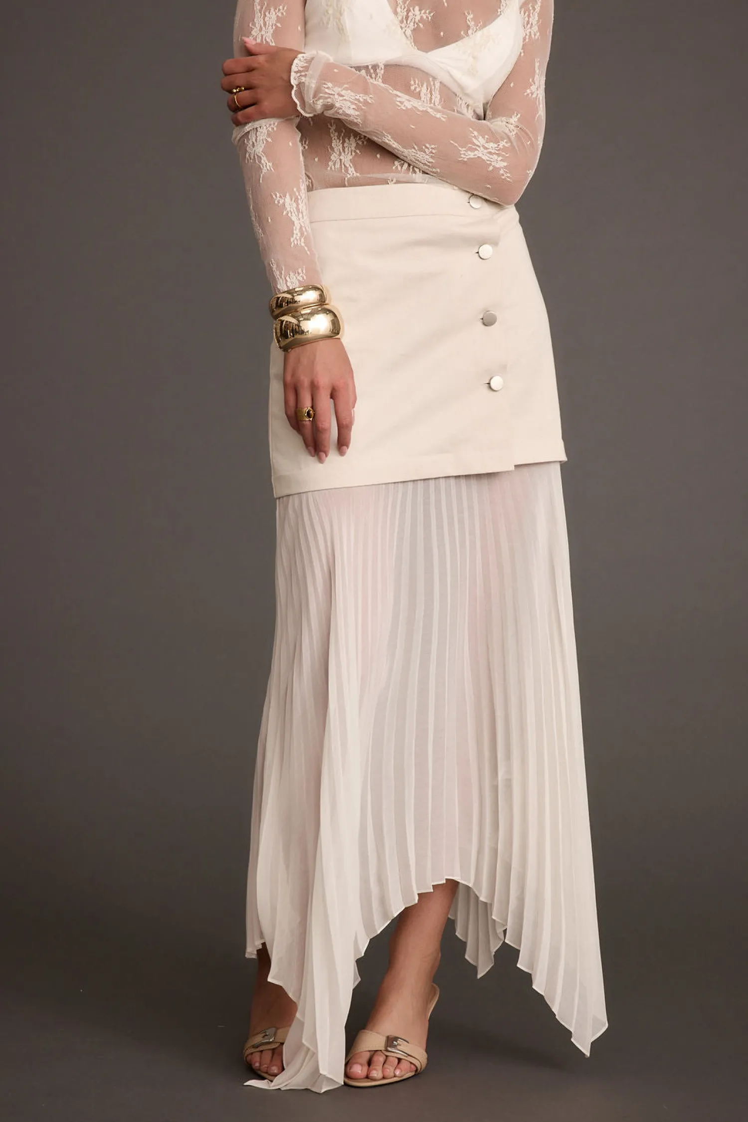 Best Whitney Bone Layered Pleated Maxi Skirt Skirts|Denim + Diamonds Bachelorette