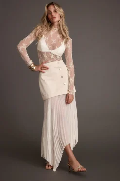 Best Whitney Bone Layered Pleated Maxi Skirt Skirts|Denim + Diamonds Bachelorette