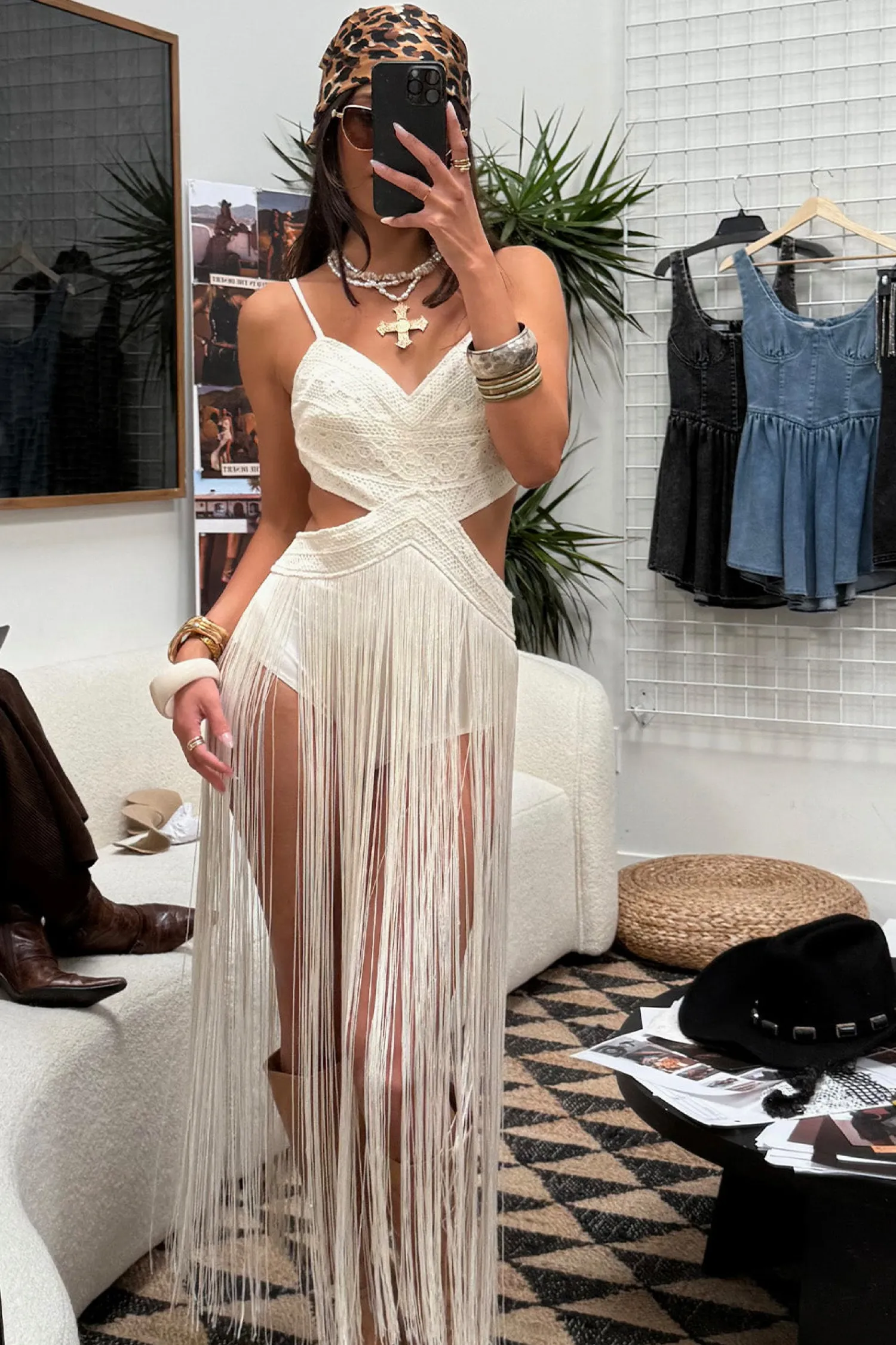 Sale Wisteria Embroidered Ivory Fringe Bodysuit The White Edit|Western Bachelorette
