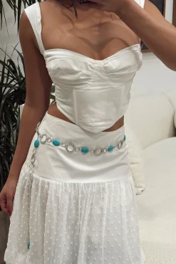 New Zinnia Turquoise Silver Chain Belt Belts